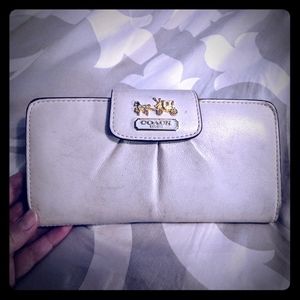 White/Pink Coach leather wallet